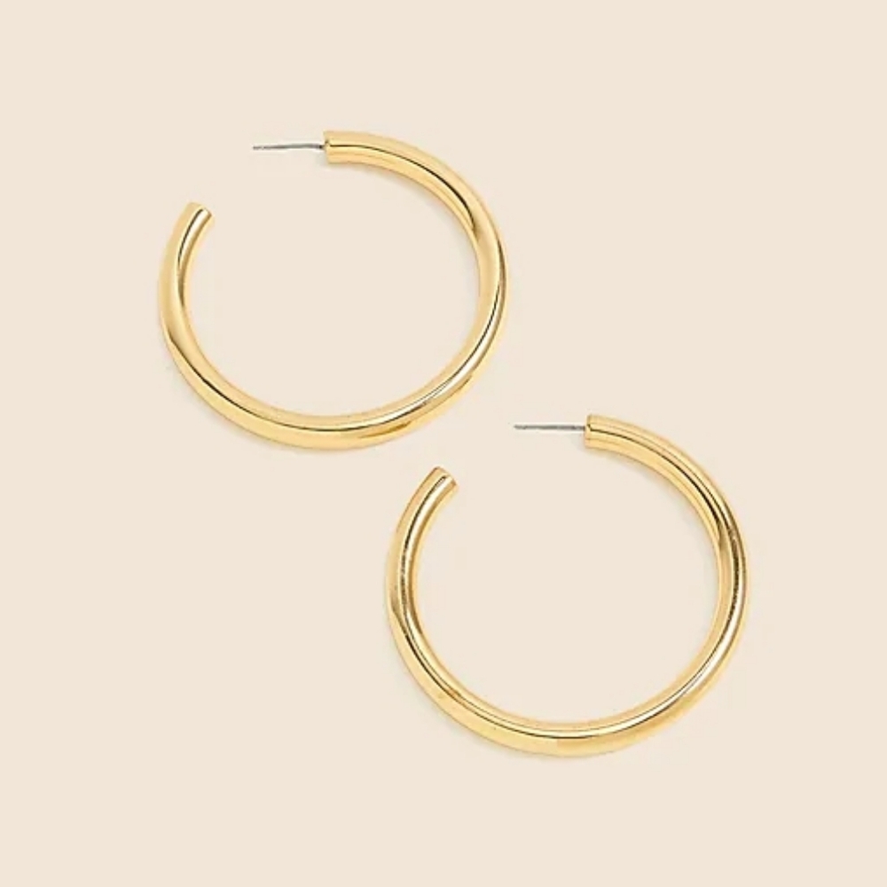 New Without Card J. Crew Elegant Gold Hoop Earrings